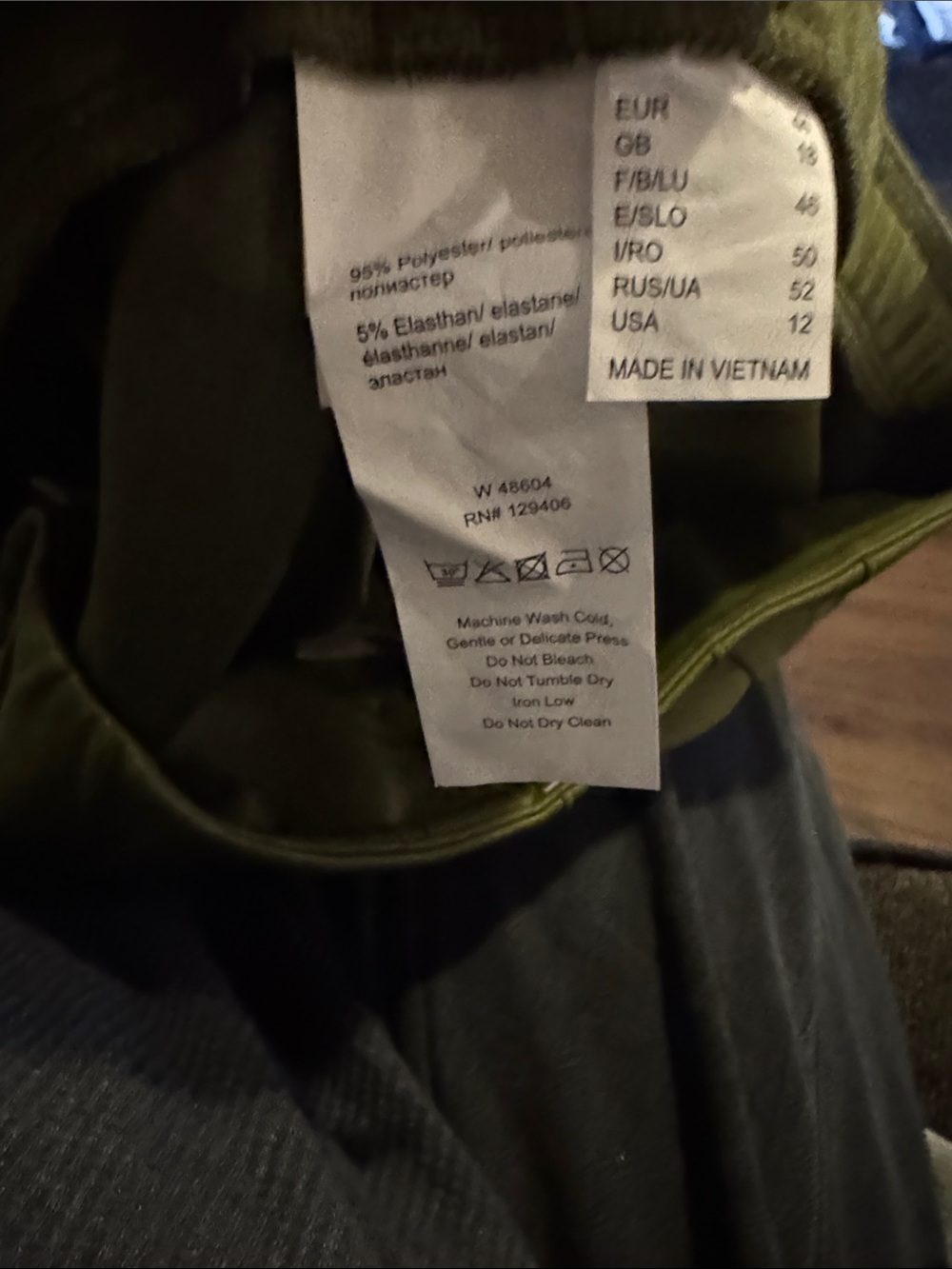 High-Waist Olive Green Slim Pants - Picture 3 of 4